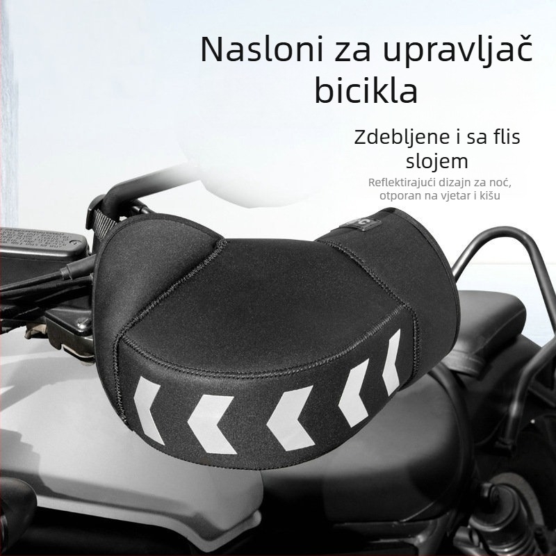 Navlaka za upravljač motocikla, univerzalna, zimska debela s polar fleece i SBR diving cloth, reflektirajuća