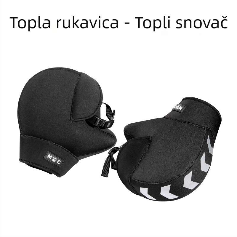 Navlaka za upravljač motocikla, univerzalna, zimska debela s polar fleece i SBR diving cloth, reflektirajuća