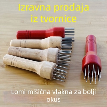 Alat za mekšanje mesa s inox iglama i drvenom drškom — verzije s 13/17/21 igala