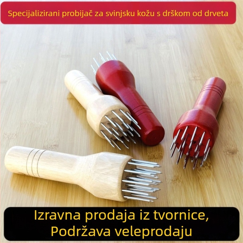 Alat za mekšanje mesa s inox iglama i drvenom drškom — verzije s 13/17/21 igala