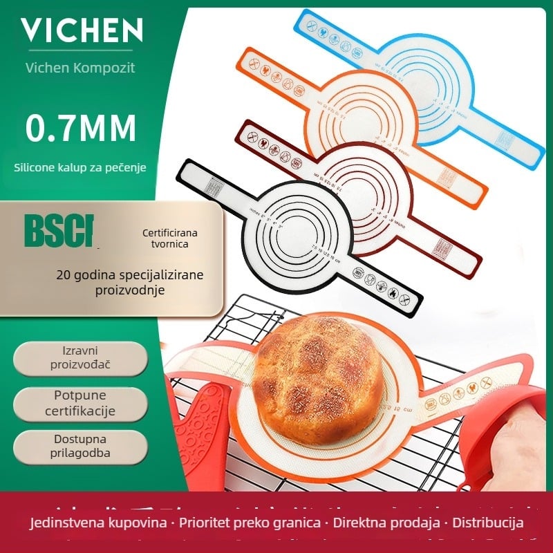 Silikonska podloga za tijesto s dugim držačem — podloga za pečenje, prilagodljiva logotipu