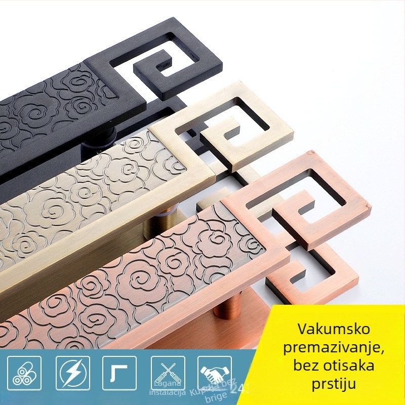 Ručica za staklena vrata za klizna vrata, bar oblik, pravilan model, nehrđajući čelik, prilagodljiv razmak rupa