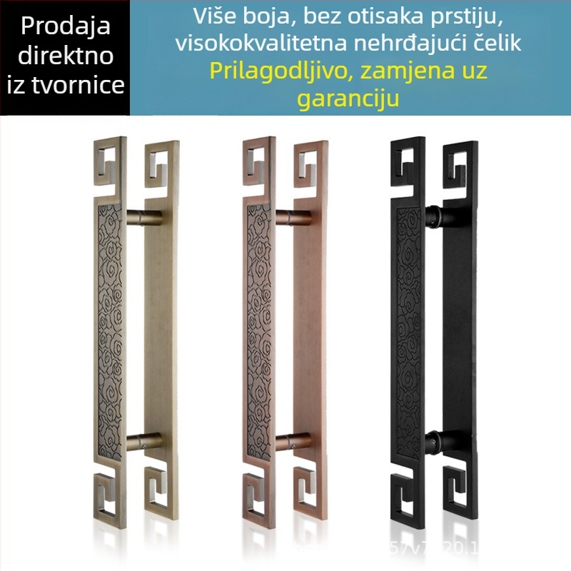 Ručica za staklena vrata za klizna vrata, bar oblik, pravilan model, nehrđajući čelik, prilagodljiv razmak rupa