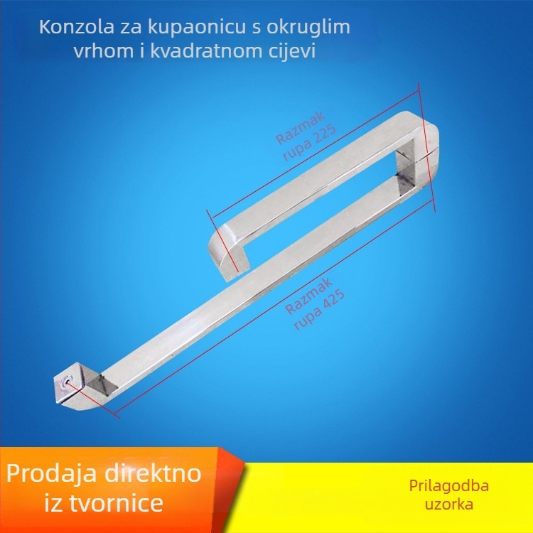 Ugaona ručica za kupaonicu od nehrđajućeg čelika za staklena vrata