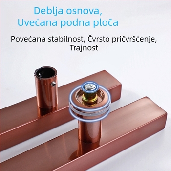 Rukohvat za staklena vrata od nehrđajućićeg čelika s kvadratnom cijevi, otporan na otiske prstiju, završna obrada ružičasto zlatna i crni titan, bez okvira, za klizna drvena vrata
