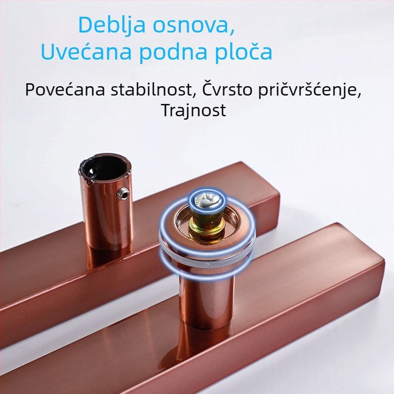 Rukohvat za staklena vrata od nehrđajućićeg čelika s kvadratnom cijevi, otporan na otiske prstiju, završna obrada ružičasto zlatna i crni titan, bez okvira, za klizna drvena vrata
