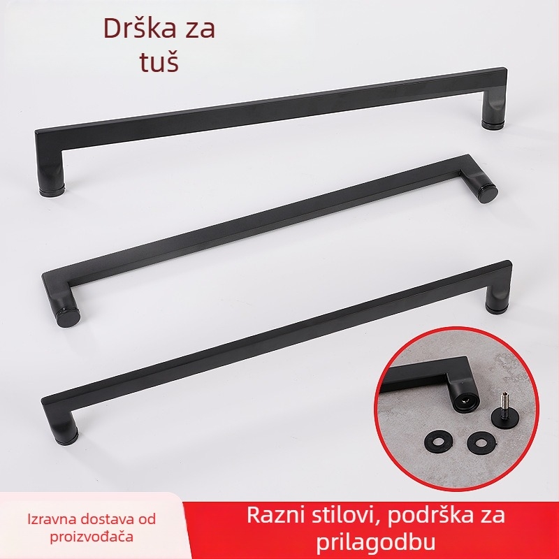 Drška za staklena vrata kupaonice za klizna vrata – nehrđajući čelik, polirana površina, L i T tipovi, razmak rupa 440 mm