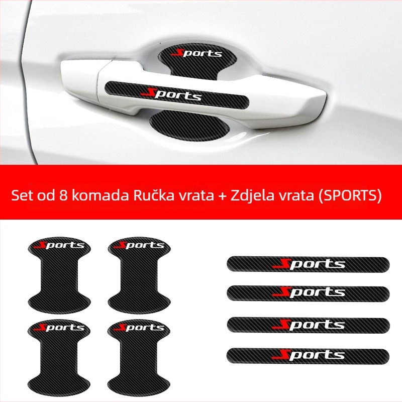 Zaštitna folija za ručku vrata automobila s učinkom karbonskih vlakana i epoksidnim premazom — otpornost na ogrebotine i udarce, dekorativna naljepnica za vrata.