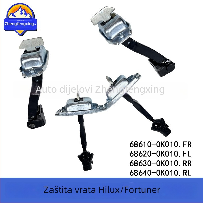 Ograničivač vrata za Hilux i Fortuner, marka Zhengfengxing, modeli 68610-0K010, 68620-0K010, 68630-0K010 i 68640-0K010.