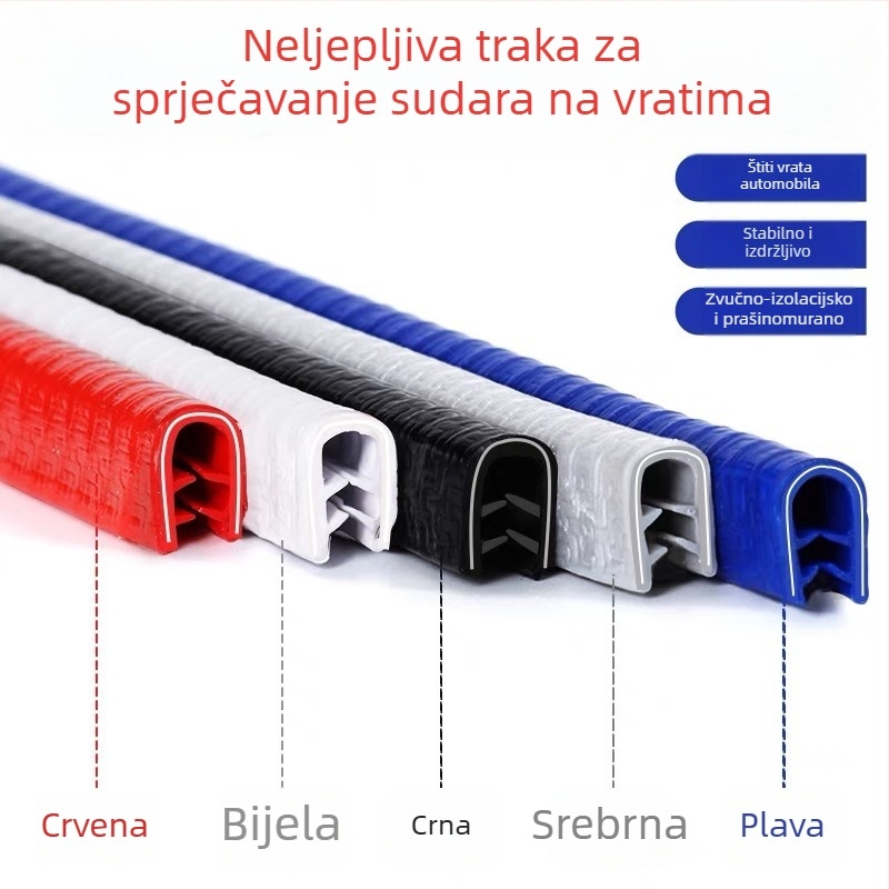 Gumena zaštita za rub vrata automobila — univerzalni model, gumeni materijal