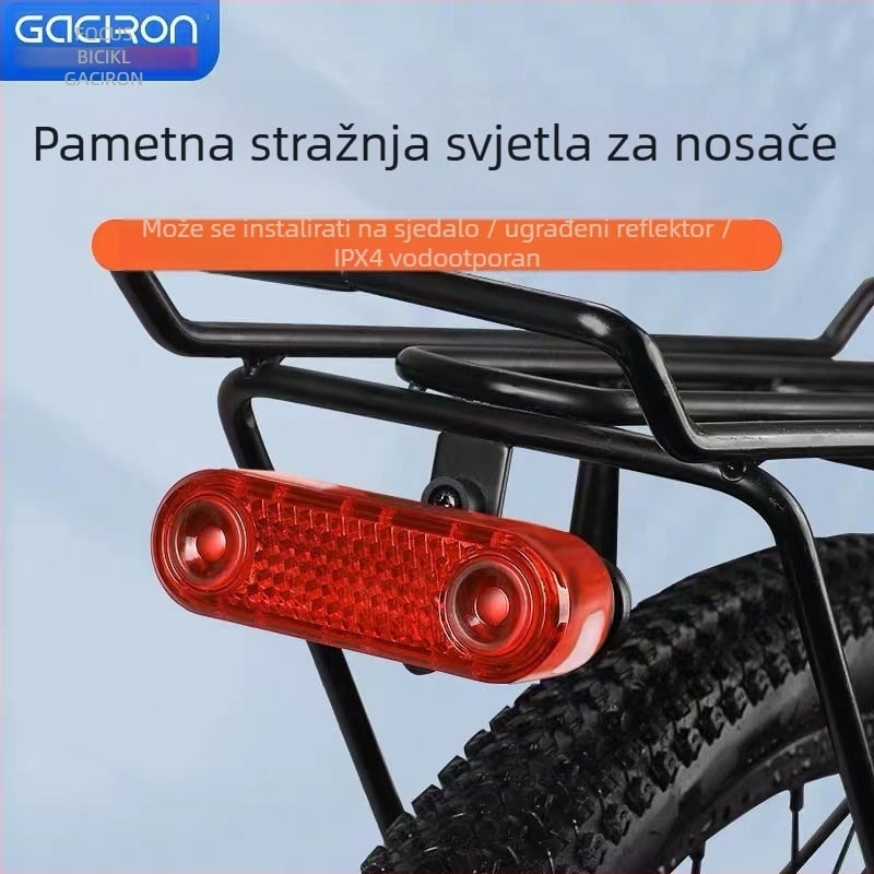 Stražnja svjetiljka za nosač planinskog bicikla, pametno svjetlo kočnice, Type-C punjivo, upozoravajuće stražnje svjetlo, GaCIROn/Snow Dragon