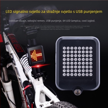 USB punjivo stražnje svjetlo za bicikl s funkcijom kočenja i upozorenja