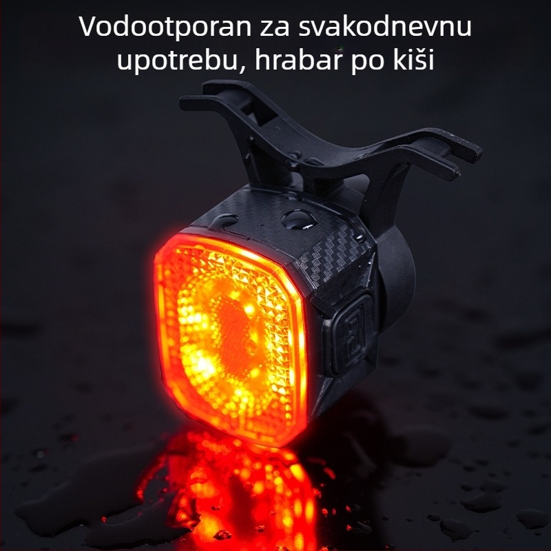 Inteligentna stražnja svjetiljka za bicikl sa senzorom kočenja i noćnim senzorom vožnje, za planinske bicikle, svjetlo upozorenja na cestu, mogućnost punjenja