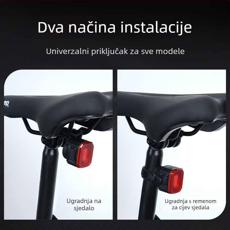 Inteligentna stražnja svjetiljka za bicikl sa senzorom kočenja i noćnim senzorom vožnje, za planinske bicikle, svjetlo upozorenja na cestu, mogućnost punjenja