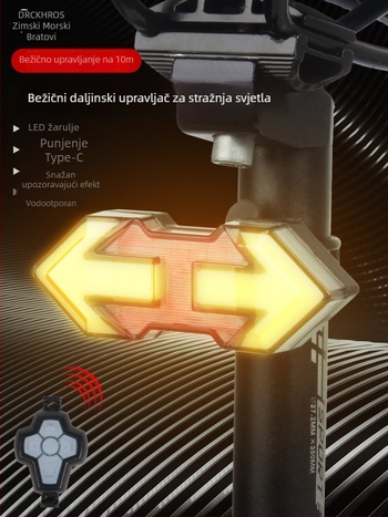 Stražnje svjetlo bicikla s inteligentnim daljinskim upravljanjem, USB punjenjem, pokazivačem smjera i kočnicom za noćnu vožnju