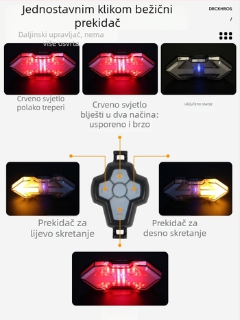 Stražnje svjetlo bicikla s inteligentnim daljinskim upravljanjem, USB punjenjem, pokazivačem smjera i kočnicom za noćnu vožnju