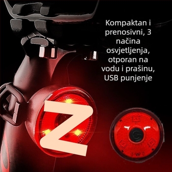 Noćna stražnja svjetiljka za bicikl – vodootporna, punjiva, za planinske bicikle, s funkcijom upozorenja i kočnice