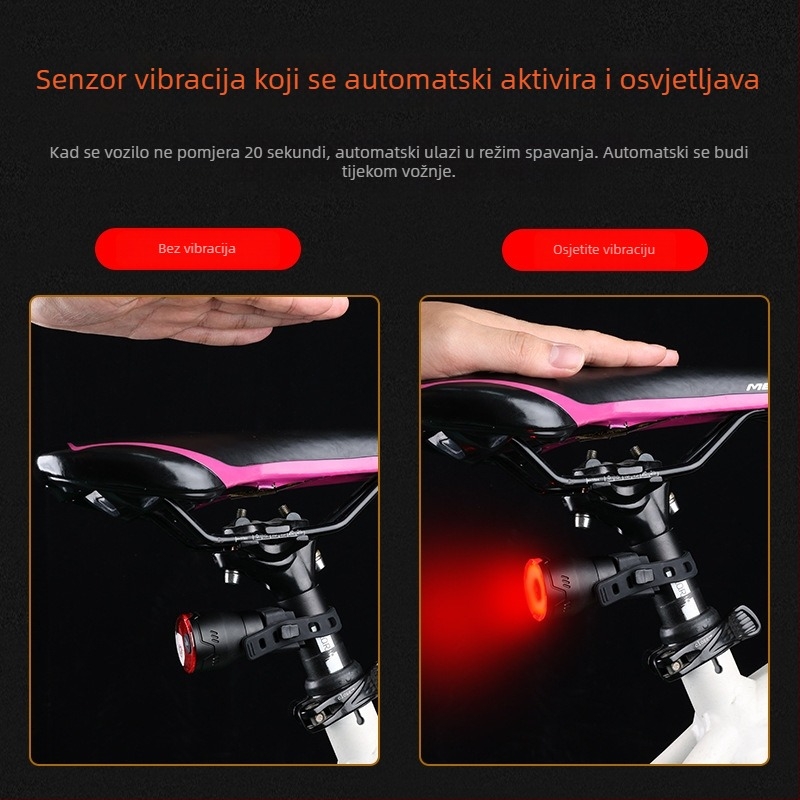 Zadnja svjetiljka za bicikl NATFIRE s inteligentnim senzorom kočnice, baterija 800Ah, USB-C punjenje, brzo otpuštanje, za off-road i noćnu vožnju