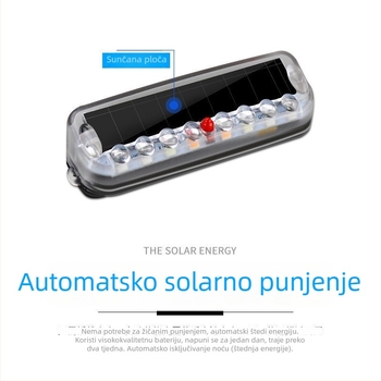 Solarno LED stražnje svjetlo za motocikle i laka vozila — anti-naletu bljeskalica, bez ožičenja, visokointenzivno svjetlo za kočnicu/u upozorenje, 1W, 5V, 1A, 50 000 sati