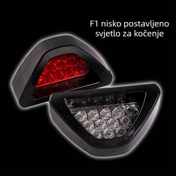 LED trokutasto stražnje svjetlo za motocikl s funkcijom upozorenja i treptajućom kočnicom, 12V, univerzalni model