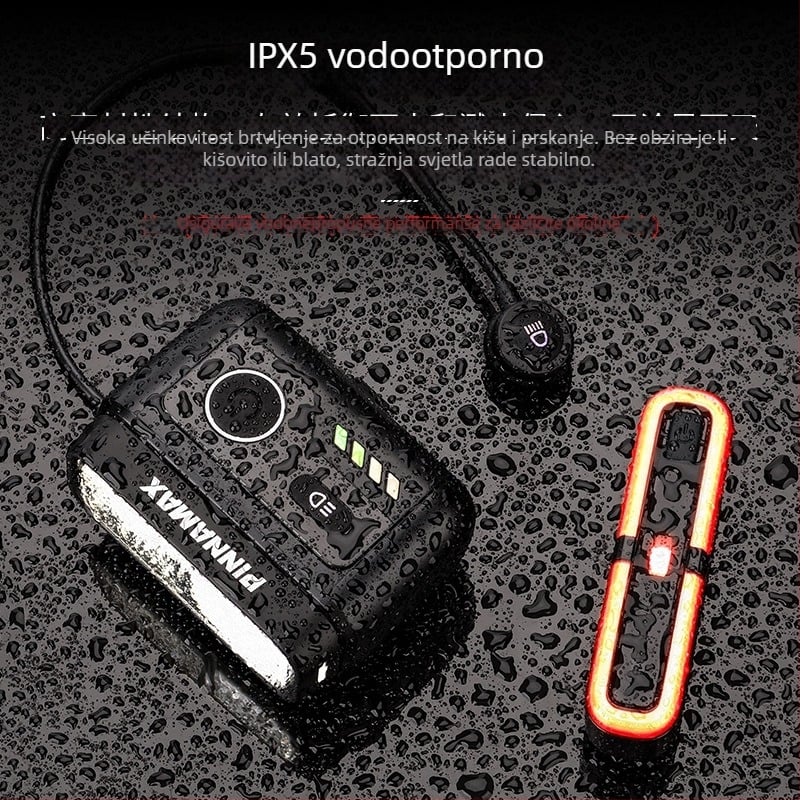 Set prednje biciklističke lampe i pametnog stražnjeg svjetla kočnice – aluminijska legura, vodootporno, USB punjenje