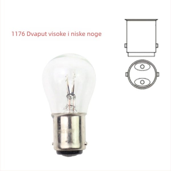 Automobilska halogenska žarulja 1016 – 12V, za kočnice, žmigavac i stražnje svjetlo, visoka pozicija, dvostruka repna s visokim/nižim nogama, ploski kut