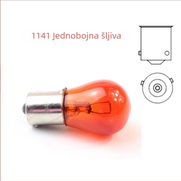Automobilska halogenska žarulja 1016 – 12V, za kočnice, žmigavac i stražnje svjetlo, visoka pozicija, dvostruka repna s visokim/nižim nogama, ploski kut