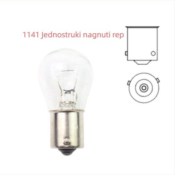 Automobilska halogenska žarulja 1016 – 12V, za kočnice, žmigavac i stražnje svjetlo, visoka pozicija, dvostruka repna s visokim/nižim nogama, ploski kut