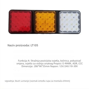 Kamionsko stražnje svjetlo Lt105 LED 12/24V