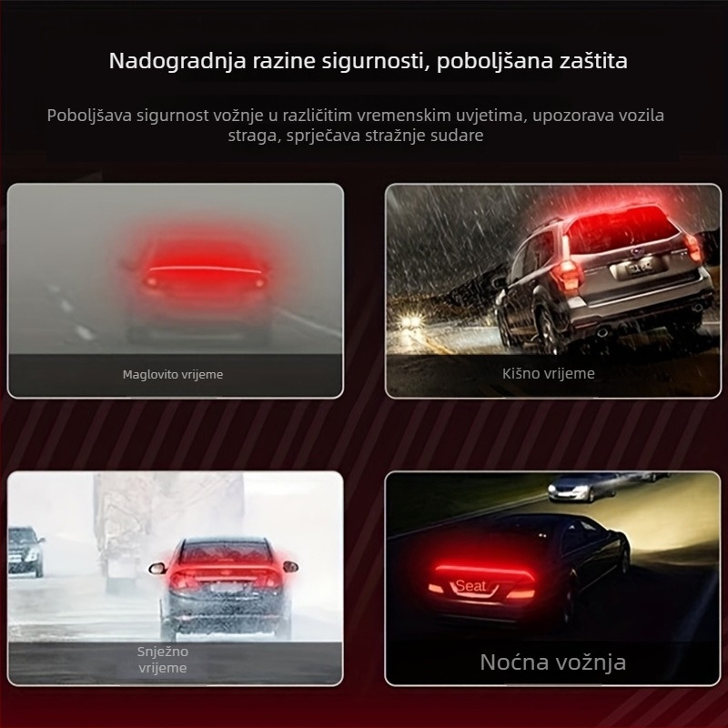 Univerzalna LED stražnja svjetla za spojler s uzorkom karbonskih vlakana, sekvencijski signal za skretanje i visoko postavljeno svjetlo za kočnicu