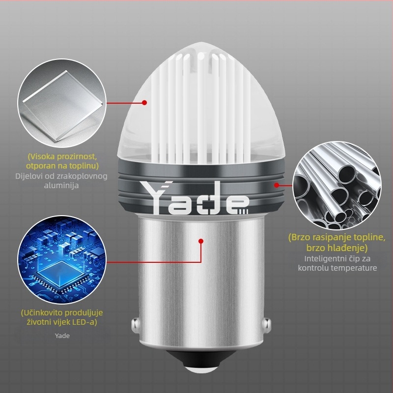 LED svjetlo za kočnice motociklima i automobilima, 12V, 9×2835 SMD, snažno stražnje svjetlo s lećom, model Bullet 3D, dimenzije 40×20 mm