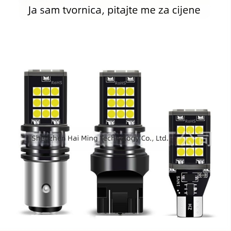 Automobilska LED svjetla za kočnice i pokazivač smjera automobila, visoka svjetlina, 24SMD 3030 LED, T20, svjetlo za vožnju unatrag