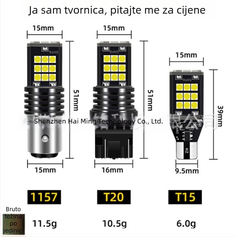 Automobilska LED svjetla za kočnice i pokazivač smjera automobila, visoka svjetlina, 24SMD 3030 LED, T20, svjetlo za vožnju unatrag