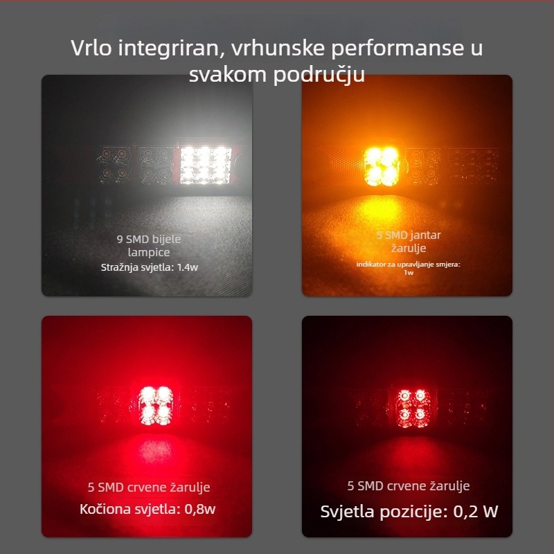 LED stražnja svjetiljka sa signalom za viljuškare i tešku opremu, model Xrll1081j, 10-80V DC, 5.5W