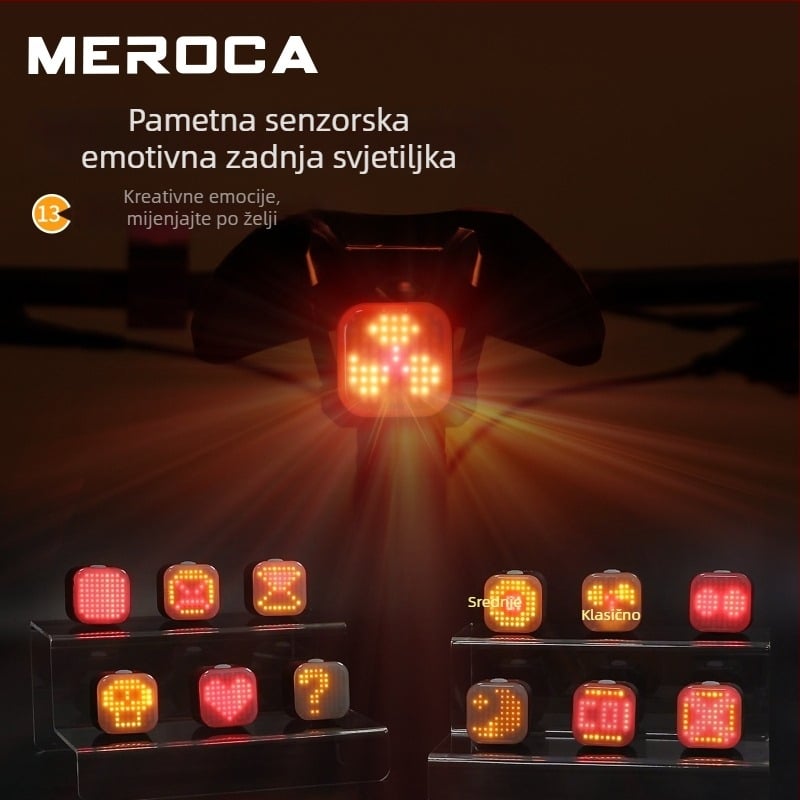 MEROCA Pametna stražnja svjetiljka za bicikl sa senzorom svjetla i indukcijom kočnica, za noćnu vožnju, kompatibilna s AirTag