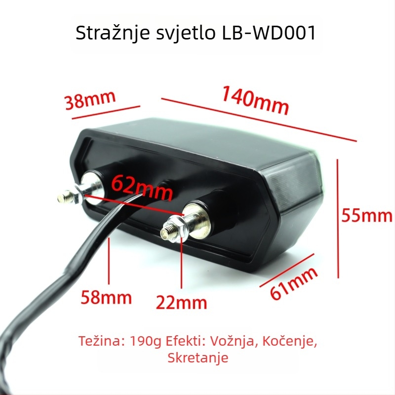 Motocikl stražnja svjetiljka LB-WD001, LED vodilica svjetla, 12V DC, 4W