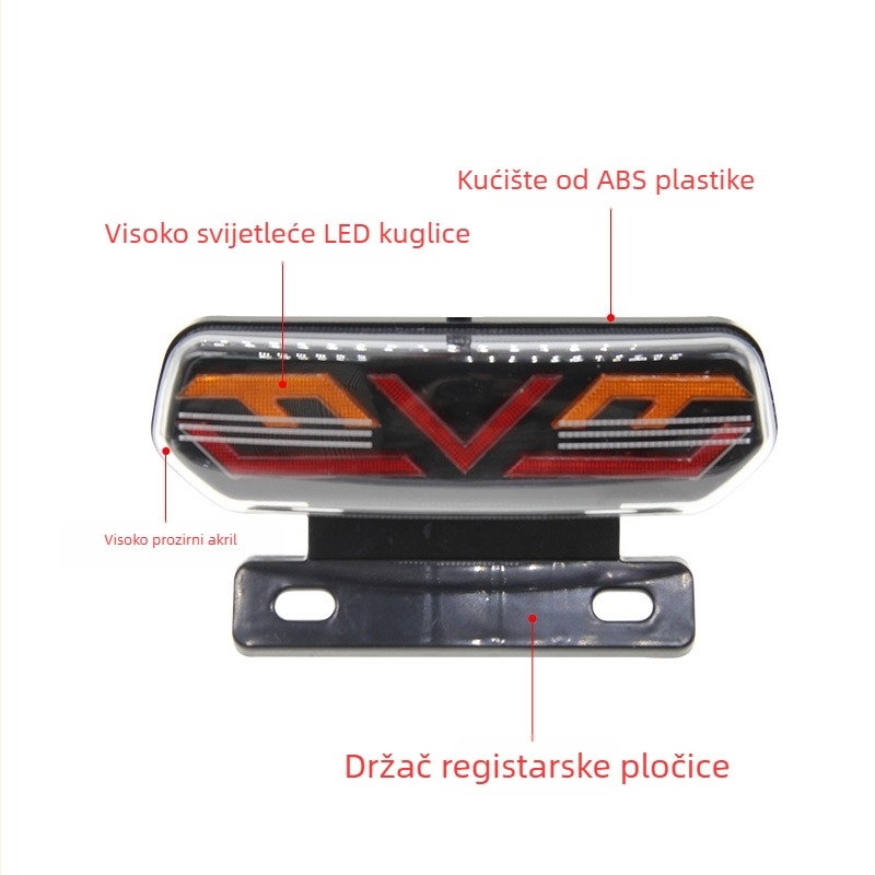Stražnje svjetlo tipa F za električna vozila, 12V, LED, s nosačem – ABS plastika