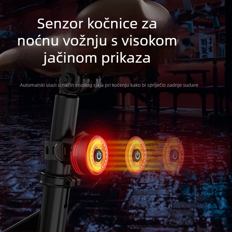 MANGELEYES stražnja svjetiljka za bicikl sa senzorom kočenja — aluminijska legura, prilagodljiva