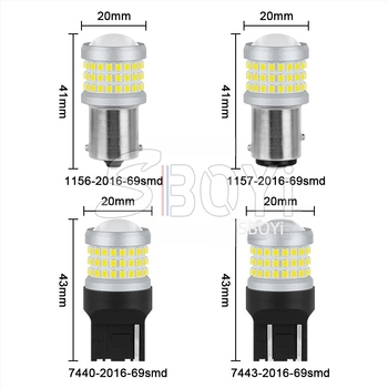 Stop svjetlo za automobil 1156/1157/7440/7443, 69 SMD LED, 8.6W, 8-80V, vijek trajanja 50.000 h, povratno svjetlo i pokazivač smjera