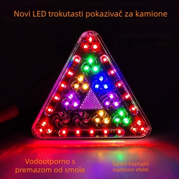 Šareni LED trokutasti svjetlo za kočenje, 12/24V, super jarko upozoravajuće svjetlo