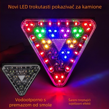 Šareni LED trokutasti svjetlo za kočenje, 12/24V, super jarko upozoravajuće svjetlo