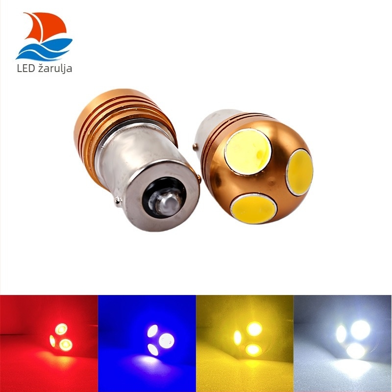 LED pokazivač smjera i svjetlo za vožnju unatrag za automobile i motocikle, 1156 Ba15S, 3SMD, P21W/PY21W, visoka svjetlina