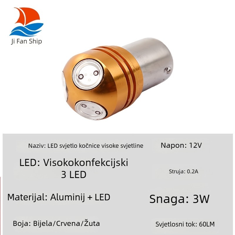 LED pokazivač smjera i svjetlo za vožnju unatrag za automobile i motocikle, 1156 Ba15S, 3SMD, P21W/PY21W, visoka svjetlina