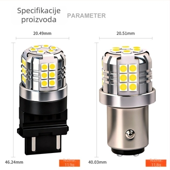 Auto LED svjetlo 3157 30SMD-3030 za povratnu vožnju, kočnicu i pokazivač smjera, 12V, 7.164W, 6000–6500K, vijek trajanja 50.000h