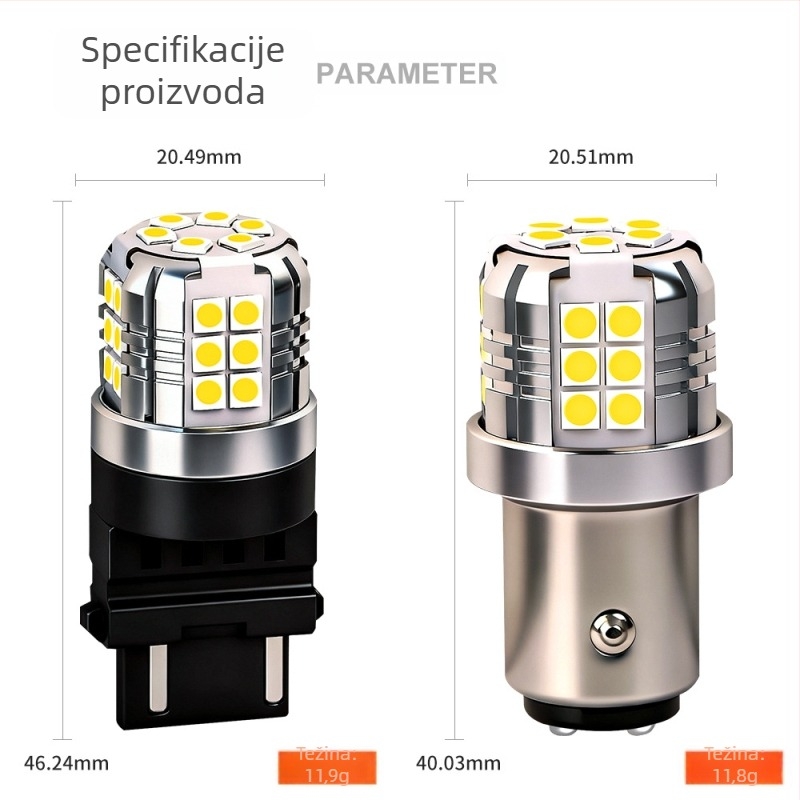 Auto LED svjetlo 3157 30SMD-3030 za povratnu vožnju, kočnicu i pokazivač smjera, 12V, 7.164W, 6000–6500K, vijek trajanja 50.000h