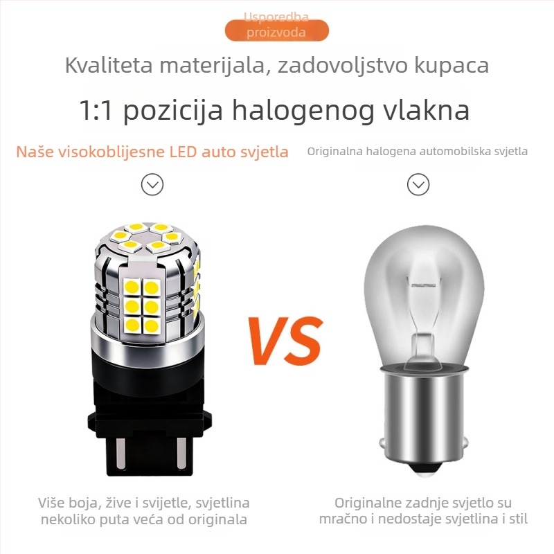 Auto LED svjetlo 3157 30SMD-3030 za povratnu vožnju, kočnicu i pokazivač smjera, 12V, 7.164W, 6000–6500K, vijek trajanja 50.000h