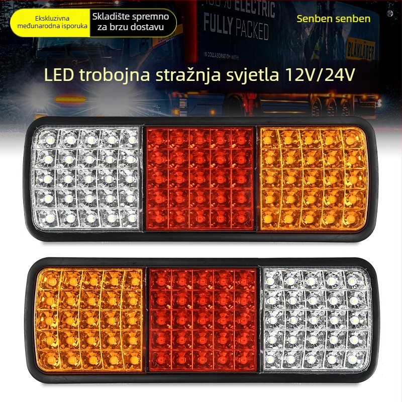 LED stražnja svjetiljka za prikolice, 12/24V, višenamjenska: signalizacija, kočenje, vožnja, povratak, plastično kućište, LED izvor svjetla, vijek trajanja 5000h