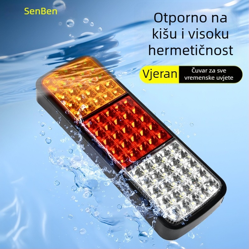 LED stražnja svjetiljka za prikolice, 12/24V, višenamjenska: signalizacija, kočenje, vožnja, povratak, plastično kućište, LED izvor svjetla, vijek trajanja 5000h