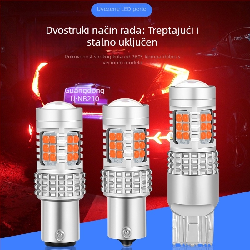 Izuzetno svijetla LED žarulja za kočnice s trepćućim stražnjim svjetlom za maglu, 3030 čipova, kompatibilno s 1156/1157/T20