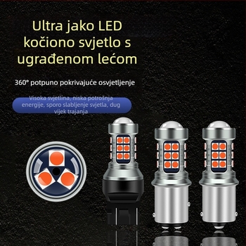 LED svjetlo za kočenje i svjetlo za vožnju unatrag, 12–24 V, kompatibilno s 1156/1157/7440/7743, 3030SMD, 1620 lm, 6000–8000 K, treperenje